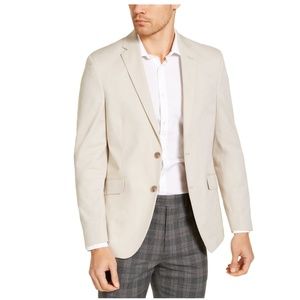 UNLISTED BY KENNETH COLE Mens Beige Single Breasted Slim Fit Chambray Blazer